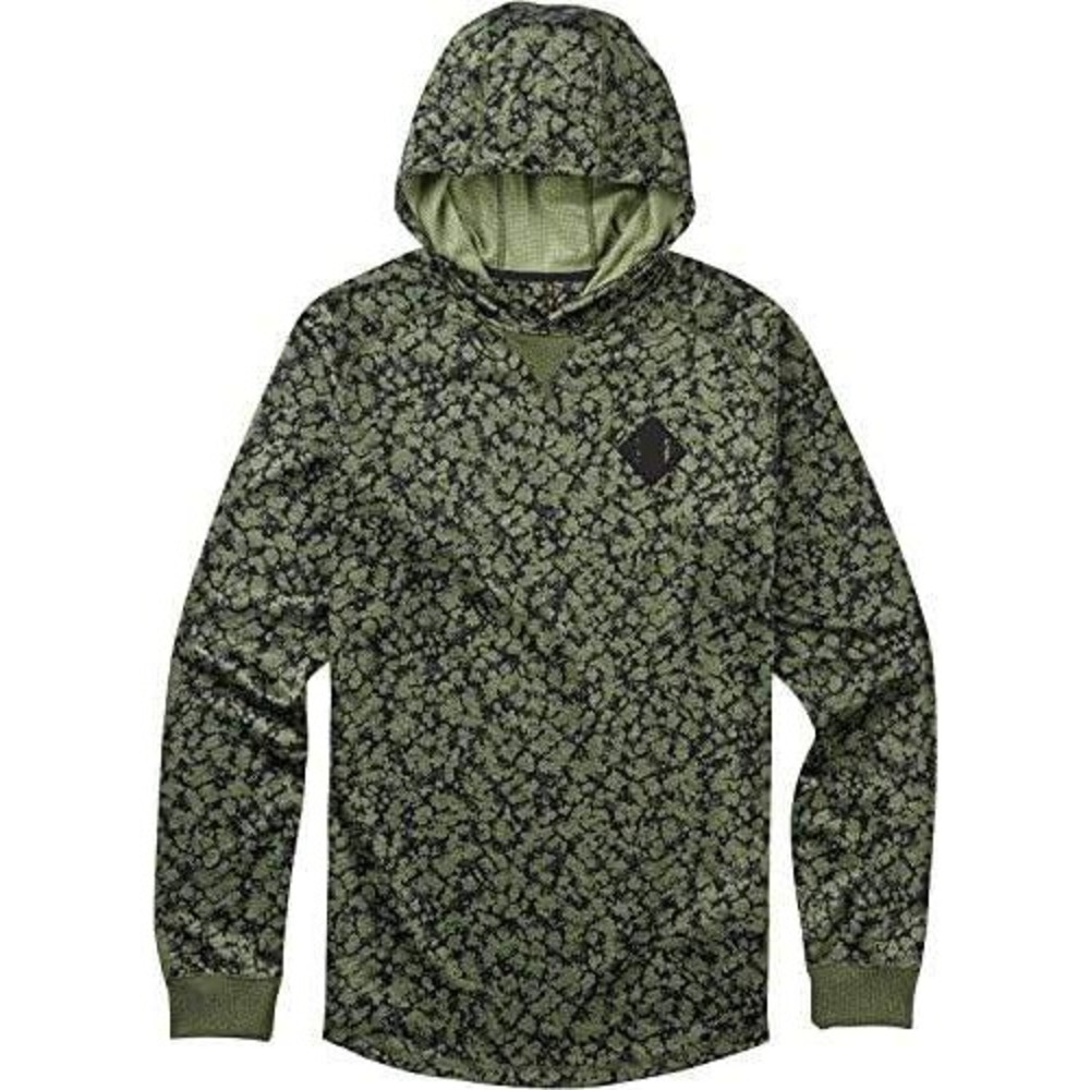Burton Mens Hoodie Medium Green Camo Graphic Snowboard Pullover Sweatshirt M